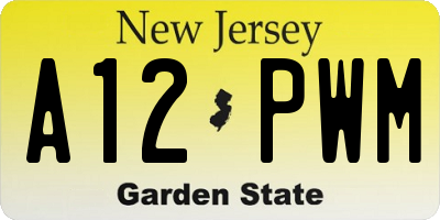NJ license plate A12PWM