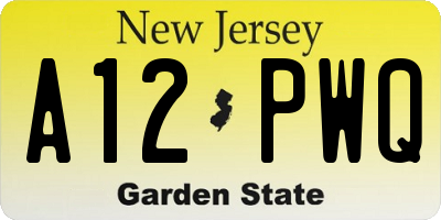 NJ license plate A12PWQ