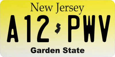 NJ license plate A12PWV