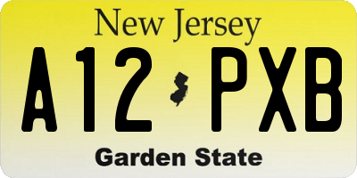 NJ license plate A12PXB