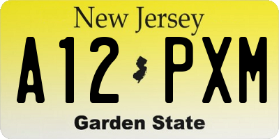 NJ license plate A12PXM