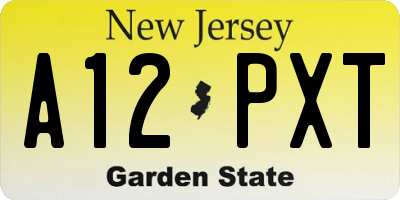 NJ license plate A12PXT