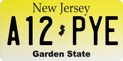 NJ license plate A12PYE