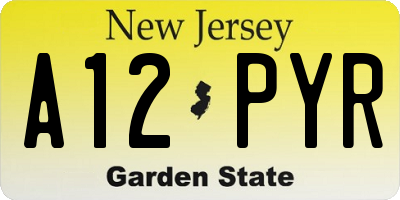 NJ license plate A12PYR