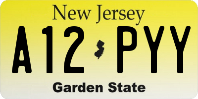 NJ license plate A12PYY