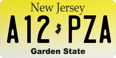 NJ license plate A12PZA