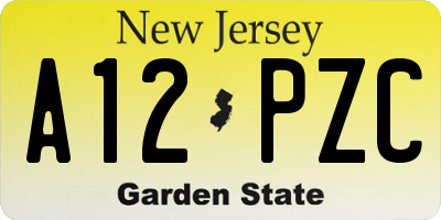 NJ license plate A12PZC