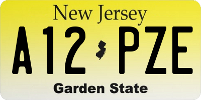 NJ license plate A12PZE