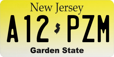 NJ license plate A12PZM