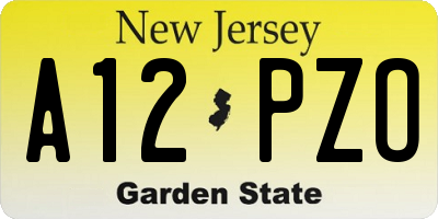 NJ license plate A12PZO