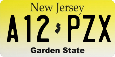 NJ license plate A12PZX
