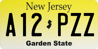 NJ license plate A12PZZ