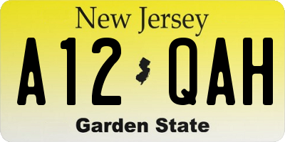 NJ license plate A12QAH