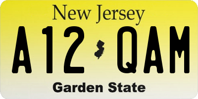 NJ license plate A12QAM