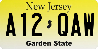 NJ license plate A12QAW