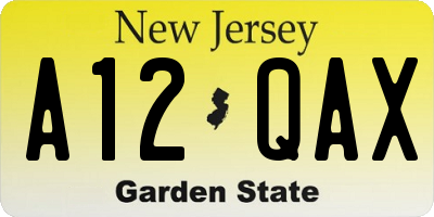 NJ license plate A12QAX