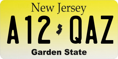 NJ license plate A12QAZ