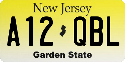 NJ license plate A12QBL
