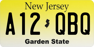 NJ license plate A12QBQ