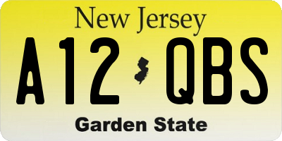 NJ license plate A12QBS
