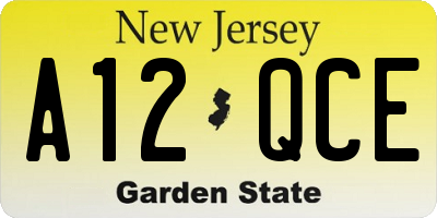 NJ license plate A12QCE