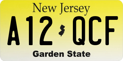 NJ license plate A12QCF
