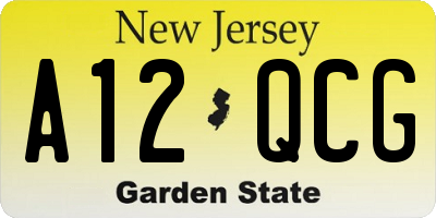 NJ license plate A12QCG
