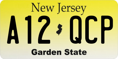 NJ license plate A12QCP