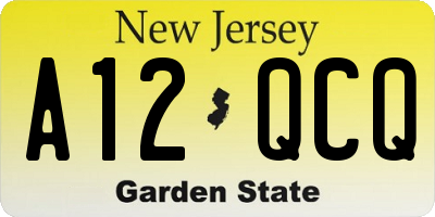 NJ license plate A12QCQ