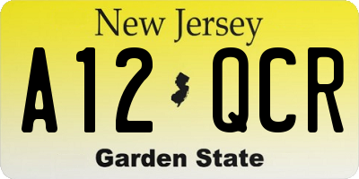 NJ license plate A12QCR