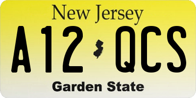 NJ license plate A12QCS