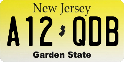 NJ license plate A12QDB