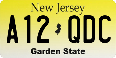 NJ license plate A12QDC