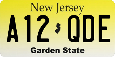 NJ license plate A12QDE