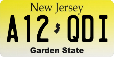 NJ license plate A12QDI