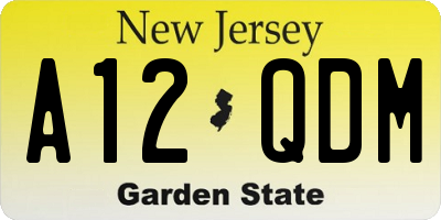 NJ license plate A12QDM