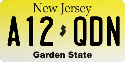 NJ license plate A12QDN