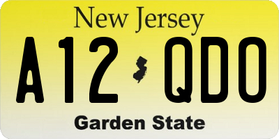 NJ license plate A12QDO