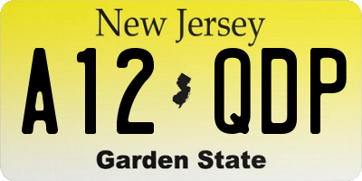 NJ license plate A12QDP