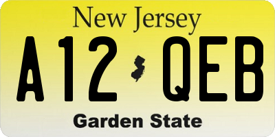 NJ license plate A12QEB
