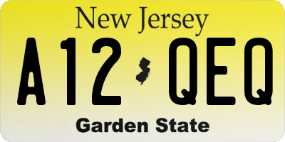 NJ license plate A12QEQ