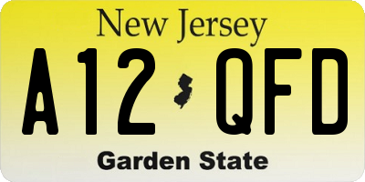 NJ license plate A12QFD