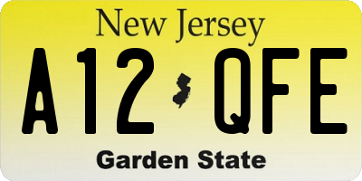 NJ license plate A12QFE