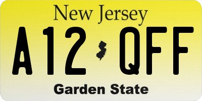 NJ license plate A12QFF