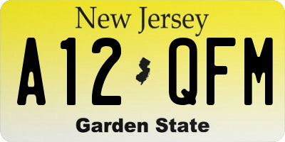NJ license plate A12QFM