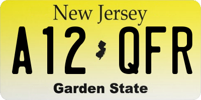 NJ license plate A12QFR