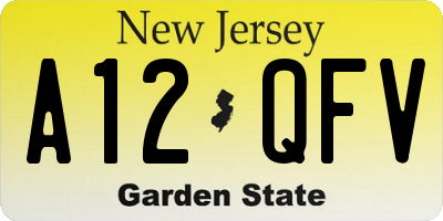 NJ license plate A12QFV