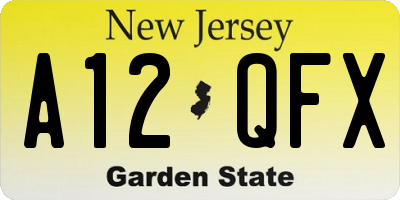 NJ license plate A12QFX