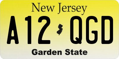 NJ license plate A12QGD