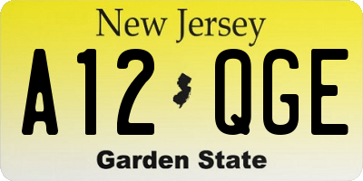 NJ license plate A12QGE